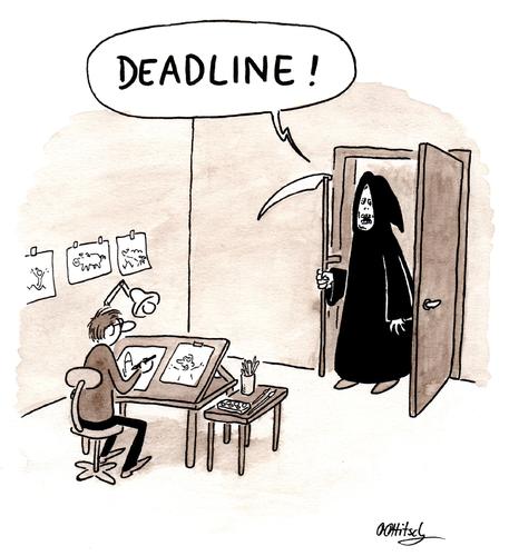 Cartoon: Deadline (medium) by Ottitsch tagged death,cartoonist,cartoon,redaktionsschluss,abgabeschluss,deadline,zeichner,sensenmann,tod