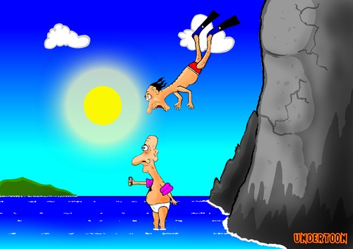 Cartoon: The jump (medium) by undertoon tagged sea,jump,undertoon