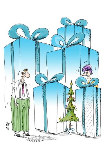 Cartoon: Christmas (medium) by romi tagged christmas,gifts,trees,decoration,ribbons