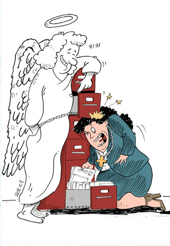 Cartoon: Engel-Boink (medium) by bob tagged engel,nonne,boink,angel,nun