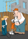 Cartoon: Baustelle (small) by bob tagged baustelle,hund,gassi