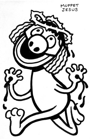 Cartoon: toon 24 (medium) by kernunnos tagged muppet,jesus,oh,hes,so,cute,look,at,his,fur,and,crown,of,thorns