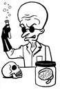 Cartoon: toon 23 (small) by kernunnos tagged mad,scientist,with,flask,and,brain,in,jar,skull,how,cliche