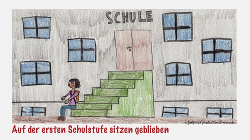 Cartoon: erste schulstufe (medium) by meusikus tagged schule,erste,stufe,sitzen,wiederholen