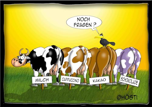 Cartoon: Höstis Kuh Elsa (medium) by Hösti tagged hösti,cartoons,hoesti,stephan,höstermann,kuh,kühe,elsa