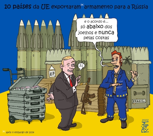 Cartoon: EU states exported weapons (medium) by raim tagged eu,russia,weapons