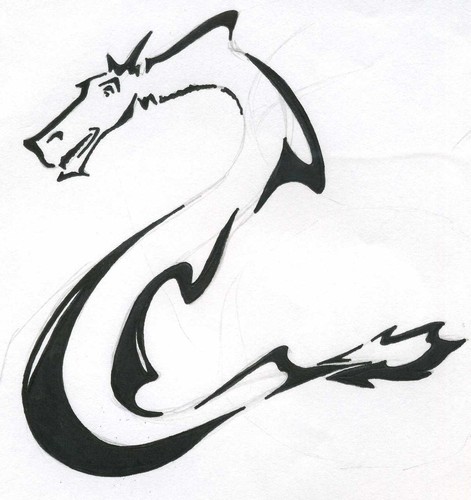 Cartoon: Dragon (medium) by claretwayno tagged dragon,coiled,waiting,line,black,white
