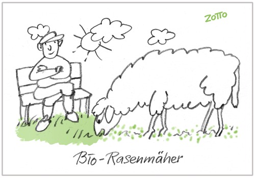Cartoon: Bio-Lawn Mowner (medium) by Zotto tagged umweltfreundlich,effektiv,schadstoffarm