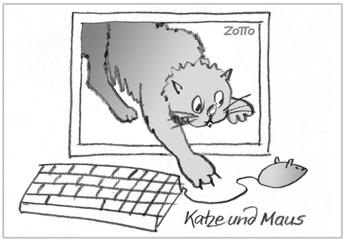 Cartoon: Cat and Mouse (medium) by Zotto tagged horror,spaß,satire