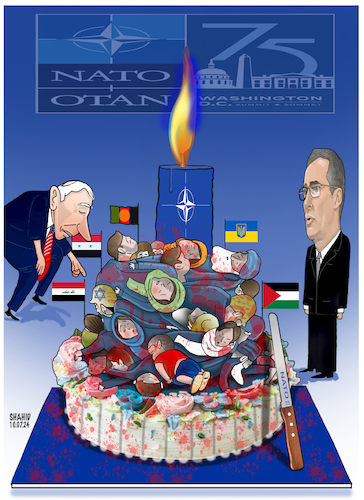 Cartoon: 75 Years of NATO! (medium) by Shahid Atiq tagged nato
