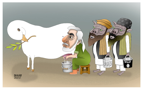 Cartoon: Afghan Peace deal ! (medium) by Shahid Atiq tagged afghanistan