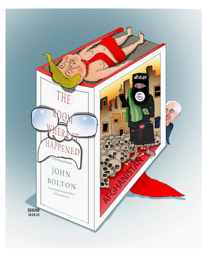 Cartoon: Afghanistan in Boltons Book! (medium) by Shahid Atiq tagged afghanistan