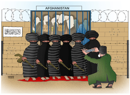 Cartoon: Afghanistan is a Prison... (medium) by Shahid Atiq tagged afghanistan