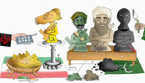 Cartoon: Bad  neighbour for Afghanistan! (medium) by Shahid Atiq tagged kabul
