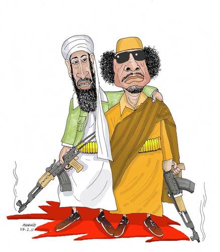 Cartoon: Bin laddafi (medium) by Shahid Atiq tagged gaddafi2
