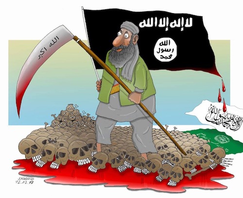 Cartoon: Black flag is The Continuation o (medium) by Shahid Atiq tagged afghanistan,mujahedden,taluban,isis