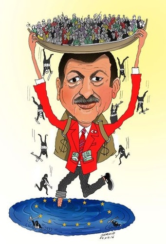 Cartoon: Deportation of Reugee (medium) by Shahid Atiq tagged afghanistan,war,europ,world,kabul,turky,isis
