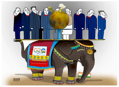 Cartoon: G20 in India! (medium) by Shahid Atiq tagged india
