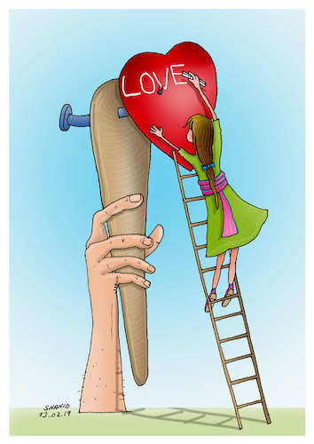 Cartoon: Happy Valentines Day (medium) by Shahid Atiq tagged afghanistan