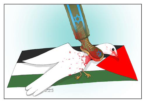 Cartoon: Israel legitimising illegal occu (medium) by Shahid Atiq tagged palestine
