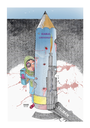Cartoon: Kabul University terror attack ! (medium) by Shahid Atiq tagged afghanistan