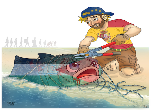 Cartoon: Kindness knows no border! (medium) by Shahid Atiq tagged eu