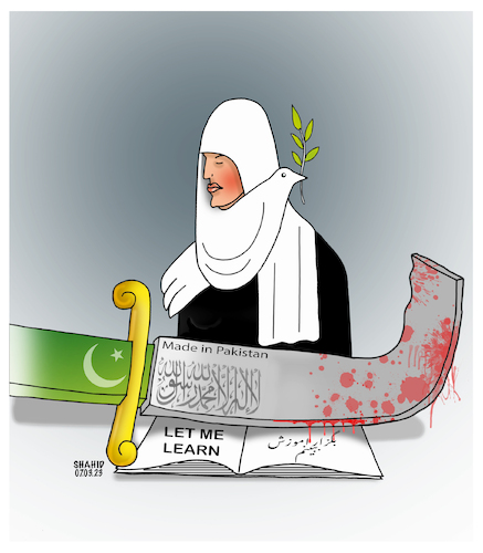 Cartoon: Let me Learn ! (medium) by Shahid Atiq tagged afghanistan