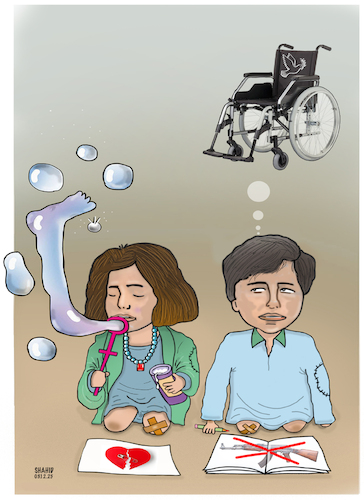 Cartoon: Peace and Love! (medium) by Shahid Atiq tagged world