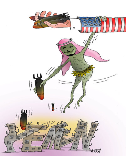 Cartoon: Saudi air Strike on Funeral in Y (medium) by Shahid Atiq tagged afghanistan,kabul,syria,iran,switzerland,schweiz,usa,france,football,safi,cartooneu,uk,putin,erdogan,raiyan,shahid,kunduz