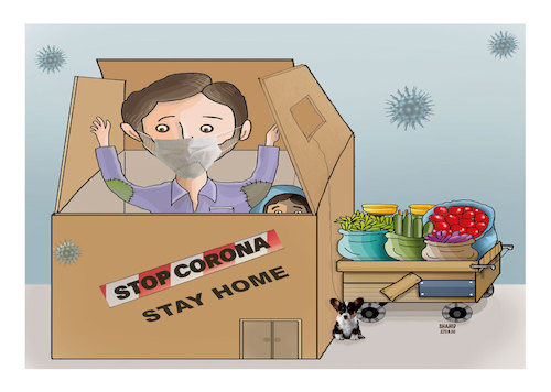 Cartoon: Stay home ! (medium) by Shahid Atiq tagged afghanistan