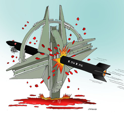 Cartoon: terror attacks in Brussel (medium) by Shahid Atiq tagged pakistan,iran,turkey,taliban,terrorism,isis,kabul,afghanistan