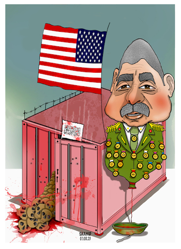 Cartoon: The Afghan Warlord! (medium) by Shahid Atiq tagged afghanistan,nistan