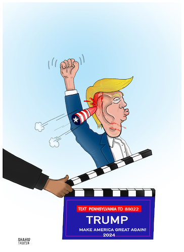 Cartoon: Trump Shooting 2024 ! (medium) by Shahid Atiq tagged usa