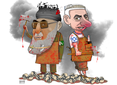 Cartoon: Two historical butchers! (medium) by Shahid Atiq tagged afghanistan