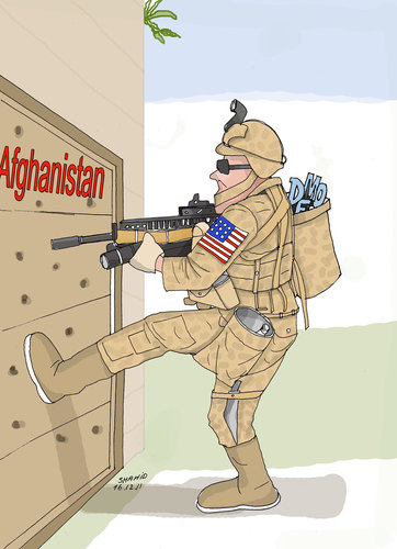 Cartoon: US Democracy in Afghanistan (medium) by Shahid Atiq tagged afghanistan