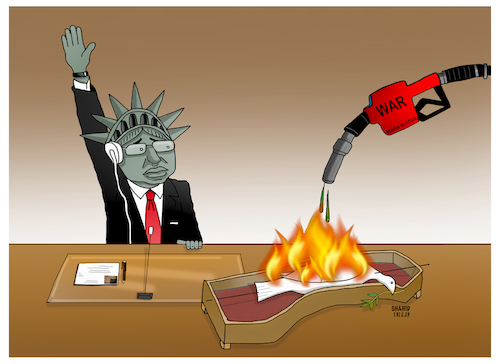 Cartoon: Violence and Veto...! (medium) by Shahid Atiq tagged palestine