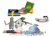 Cartoon: Islamic fanatics and Quran burni (small) by Shahid Atiq tagged sweden