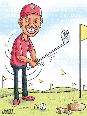 Cartoon: Tiger Woods (medium) by manjul tagged tiger,woods,affairs,manjul