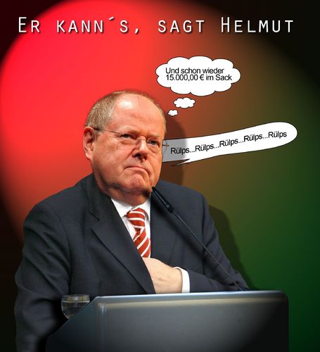 Cartoon: Er kann s  sagt Helmut (medium) by heschmand tagged spd,kanzlerkanditat,steinbrück,handauf