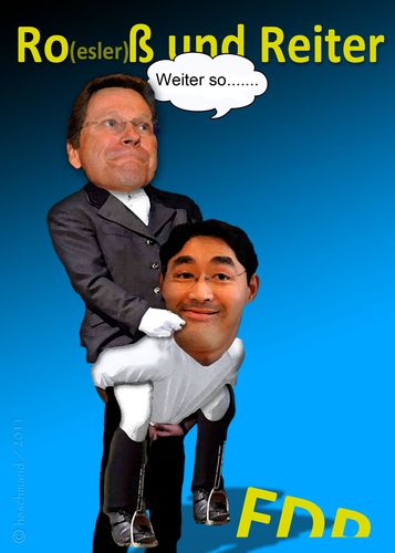 Cartoon: Roß und Reiter (medium) by heschmand tagged prozente,westerwelle,roesler,fdp