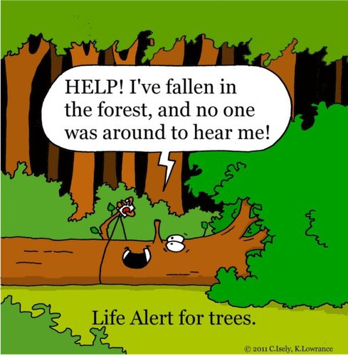 Cartoon: life alert for trees (medium) by sardonic salad tagged sardonic,salad,tree,fall,life,alert,comic,cartoon