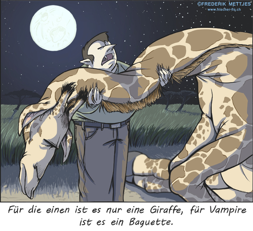 Cartoon: Vampir (medium) by Zapp313 tagged vampir,giraffe,blutsauger,afrika,baguette,essen,snack,mond,mondschein,steppe
