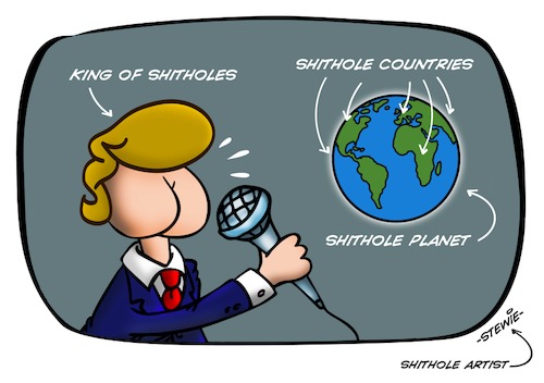 Cartoon: SHITHOLE TV NEWS (medium) by stewie tagged trump,shithole,potus