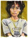 Cartoon: Androgynous girl (small) by Laurie Mouret tagged acrylics photograph asian girl paper 
