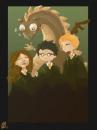 Cartoon: Harry Potter (small) by Laurie Mouret tagged harry,potter,ron,hermione,dragon,