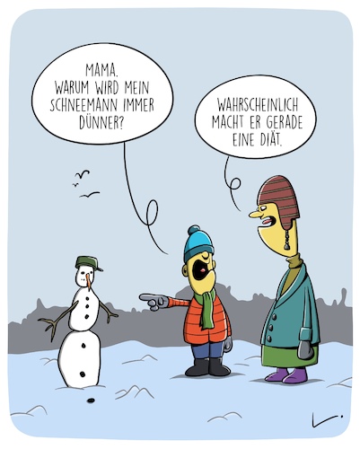 Cartoon: Diät (medium) by SCHÖN BLÖD tagged schneemann,schnee,winter,diät,abnehmen,schneemann,schnee,winter,diät,abnehmen