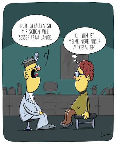 Cartoon: Frisur (medium) by SCHÖN BLÖD tagged frisur,arzt,patientin,aufmerksamtkeit,arztpraxis,arztbesuch,gesundheit,frisur,arzt,patientin,aufmerksamtkeit,arztpraxis,arztbesuch,gesundheit