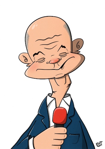 Cartoon: Olaf Scholz Interview (medium) by SCHÖN BLÖD tagged olaf,scholz,mikrofon,interview,politik,spd,bundeskanzler,schürze,olaf,scholz,mikrofon,interview,politik,spd,bundeskanzler,schürze