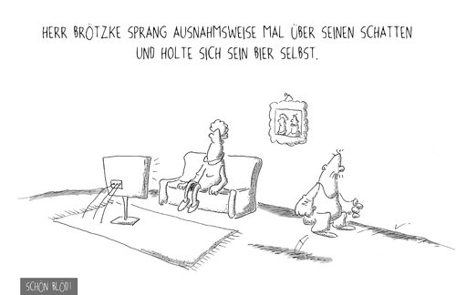 Cartoon: Schatten (medium) by SCHÖN BLÖD tagged schöen,blod,schoen,bloed,thomas,luft,cartoon,humor,comic,spaß,lustig,freude,lachen,comedy,lacher,brüller,zeichnung,sprechblase,karikatur,fenseher,fernsehen,tv,glotze,mann,frau,ehepaar,bild,couch,sofa,schatten,springen,sprung