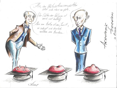 Cartoon: Academic freedom in Russia (medium) by Aliya Musina tagged russland,freiheit,akademische,putin